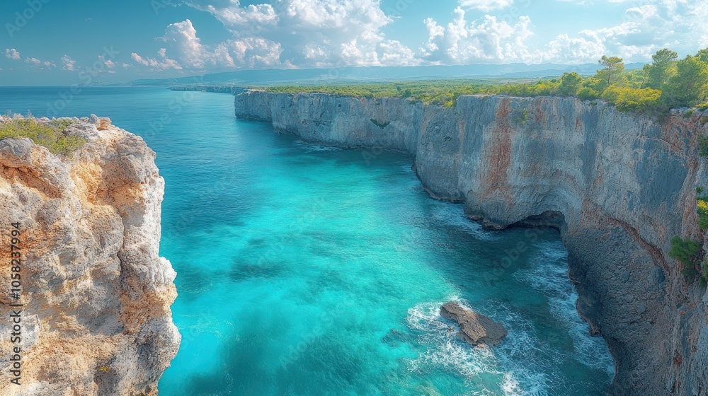 Fototapeta premium Azure Waters and Rugged Cliffs