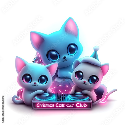 Cute Christmas Cats Club Celebration