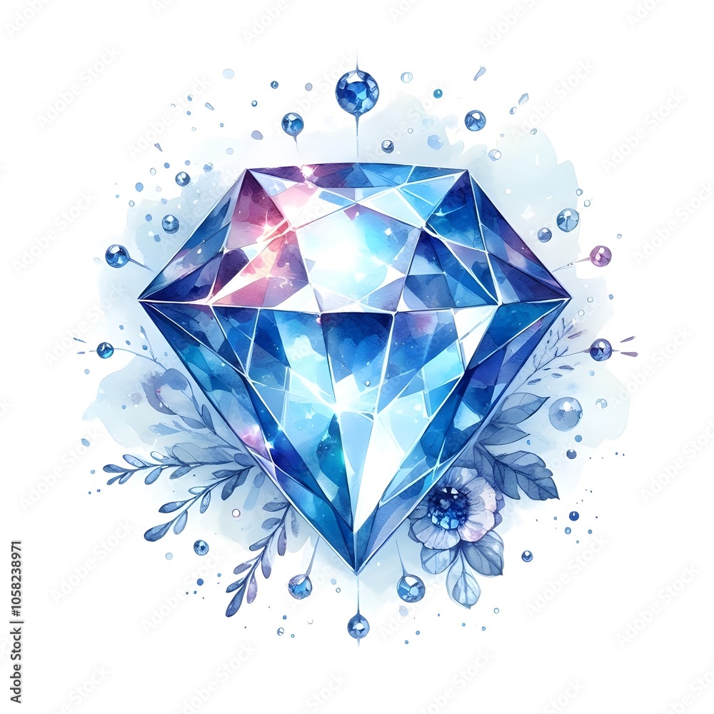 9월의 탄생석 사파이어, 수채화 (September Birthstone sapphire, water colour) 9월의 탄생석 사파이어, 수채화 (September Birthstone sapphire, water colour)