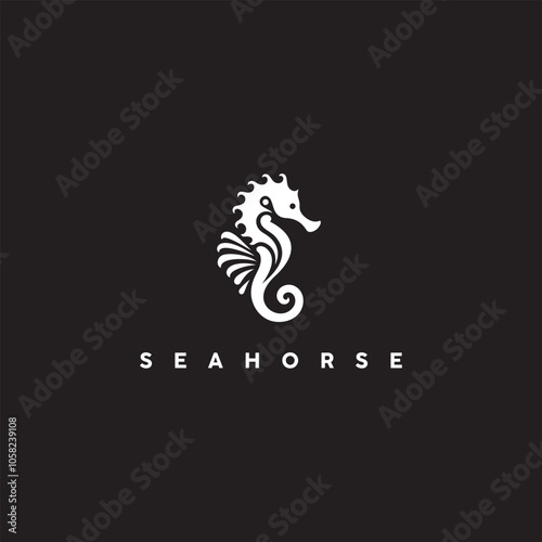 elegant Seahorse logo vector illustration on black background
