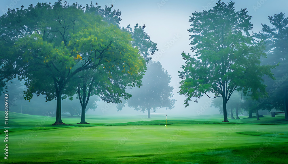 Fog in nature, beautiful natural scene view of fog in the forest with landscape by AI generative. Fog in nature, beautiful natural scene view of fog in the forest with landscape by AI generative.