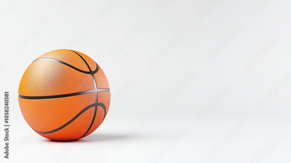 A vibrant orange basketball resting on a clean white background, highlighting its textured surface and classic black lines, perfect for sports-related imagery. A vibrant orange basketball resting on a clean white background, highlighting its textured surface and classic black lines, perfect for sports-related imagery.