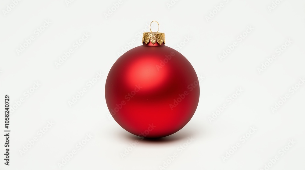 A vibrant red Christmas ornament with a glossy finish, set against a white isolated background, perfect for festive designs and seasonal decor.