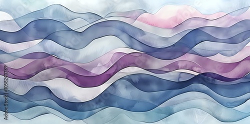 Dreamy abstract watercolor texture with wave patterns and pastel colors, ideal for relaxing visuals