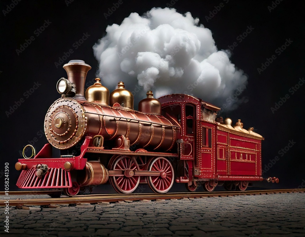 Naklejka premium steam train in the countryside with billowing smoke