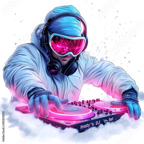 DJ in Snowy Winter Wonderland Creating Music