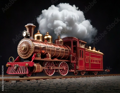 steam train in the countryside with billowing smoke