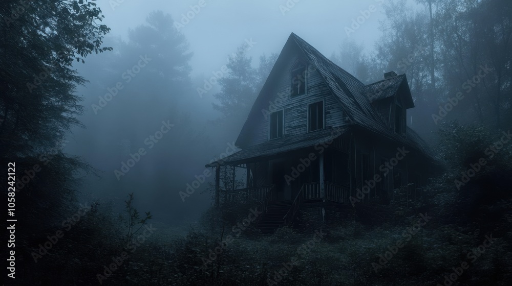 An old, dilapidated house standing alone in the middle An old, dilapidated house standing alone in the middle