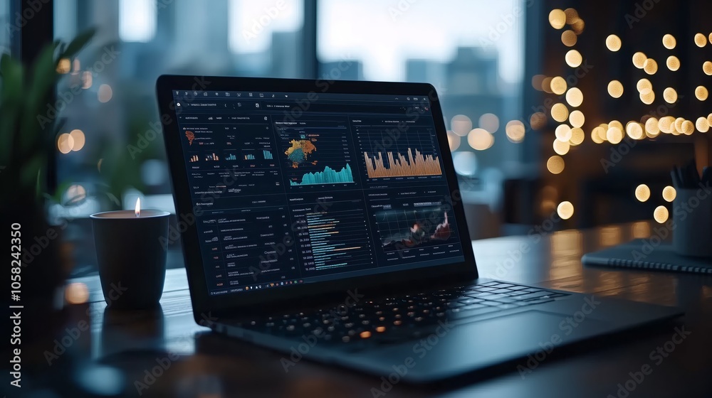 Laptop Displaying Global Operations Data Laptop Displaying Global Operations Data