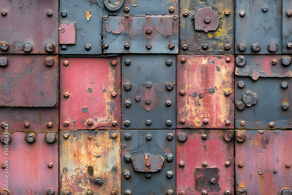 Realistic Image of Rusted Metal Plates and Rivets Realistic Image of Rusted Metal Plates and Rivets