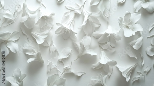 High-detail white bell flowers on a pure white backdrop,