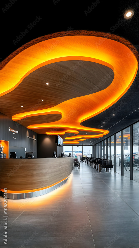 Modern Interior Photo - Airport Lounge with Orange Lighting Modern Interior Photo - Airport Lounge with Orange Lighting