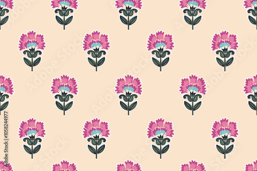 floral ethnic ikat seamless pattern traditional design for background, carpet, wallpaper, clothing, wrapping, fabric, vector illustration, embroidery style, Ajrakh, block print, batik print allovers
