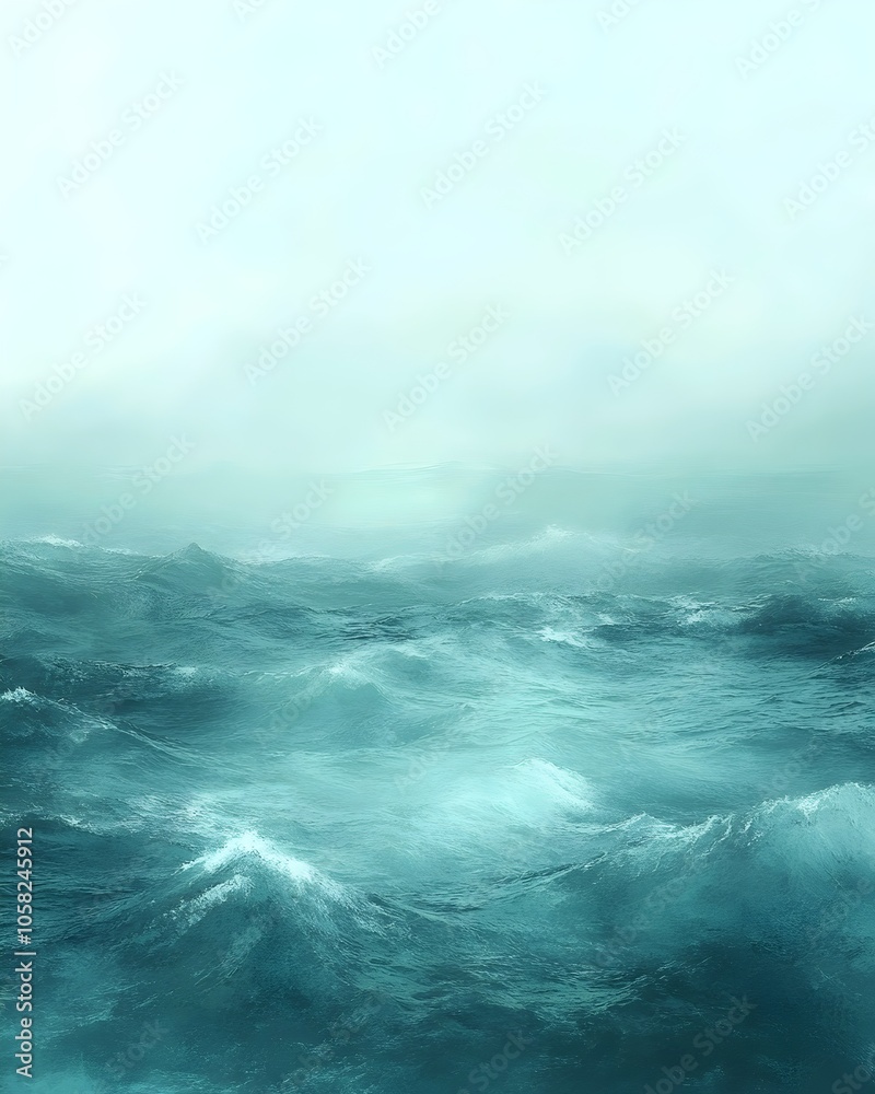 Fototapeta premium A tranquil seascape featuring gentle waves in varying shades of blue and green, creating a serene and calming atmosphere that evokes a sense of peace and reflection.