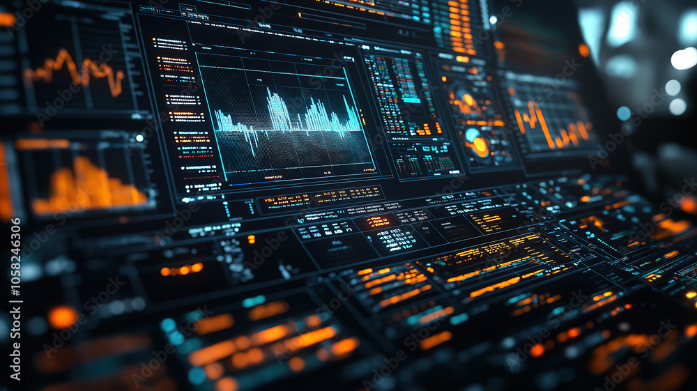 Obraz premium Visualizing financial analysis with a comprehensive stock market exchange interface and data