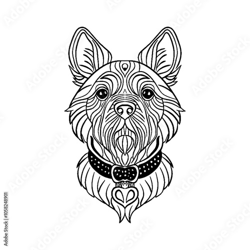 dog line art coloring book illustration