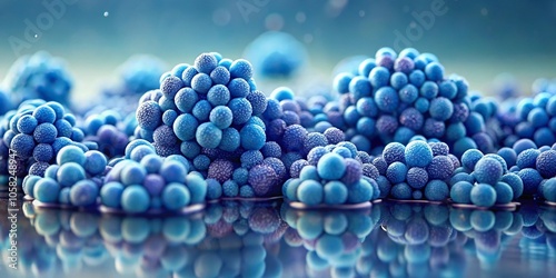 Wallpaper Mural A cluster of small indigo organisms float in a pool of viscous slime, isolated environment, slow movement, eerie ambiance, mysterious organism, alien-like creature Torontodigital.ca