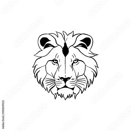 lion's head line art illustration
