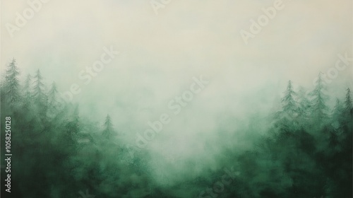 Gradient of forest greens and misty whites that blend softly, mimicking a foggy natural landscape with smooth transitions.