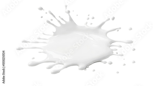 White milk splash on a transparent background creating a dynamic visual effect perfect for culinary designs or beverage promotions