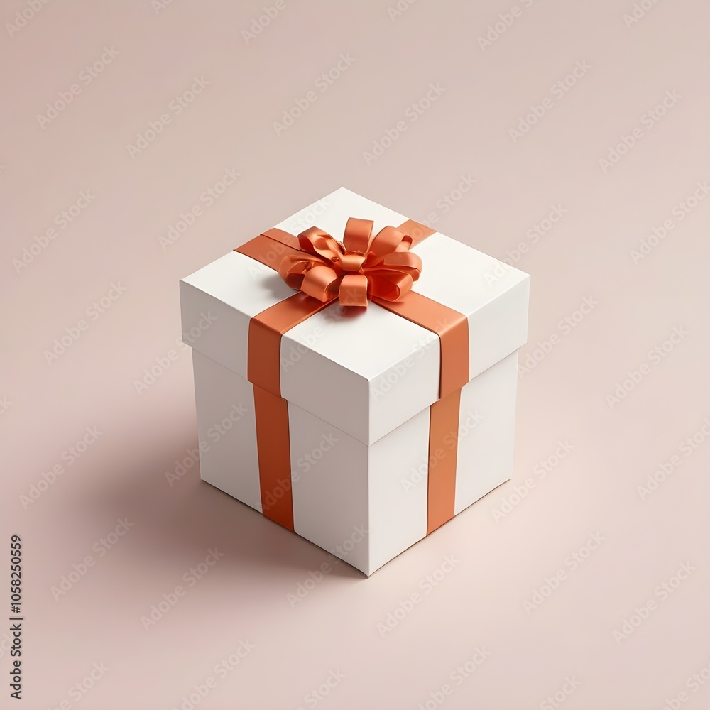 Fototapeta premium Simple gift box with red ribbon.