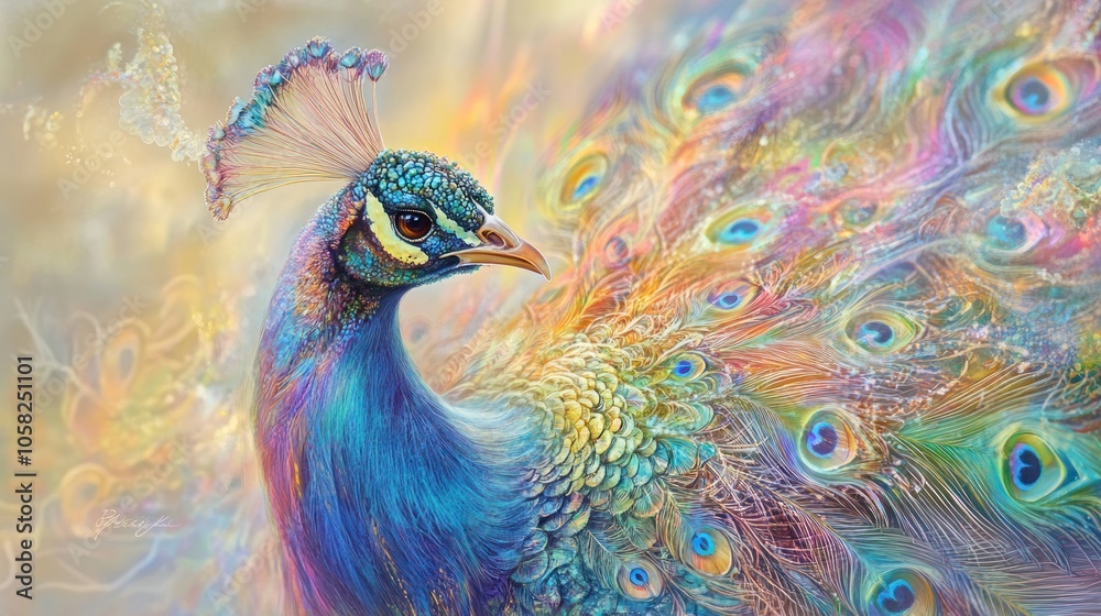 Obraz premium Peacock with Vibrant Feathers