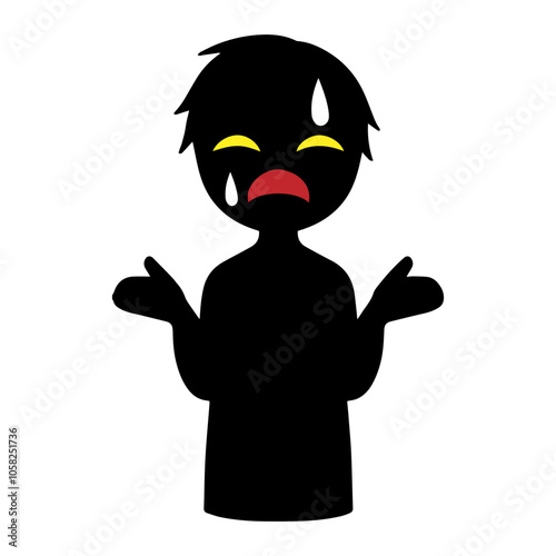 悪人イメージの黒いシルエットの人物の素材