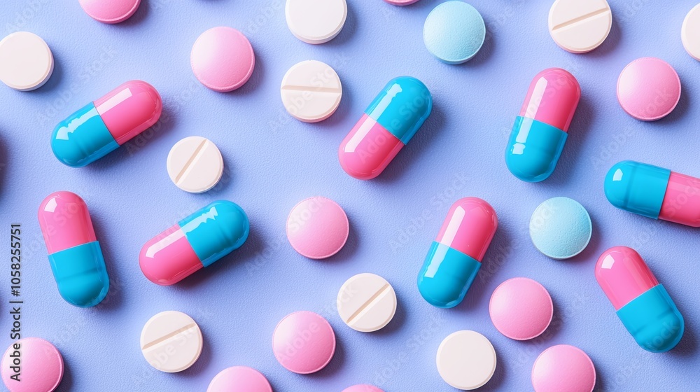Colorful Contraceptive Pills Scattered on Surface Colorful Contraceptive Pills Scattered on Surface
