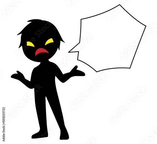 悪人と吹き出しの危険な話をするイメージの素材