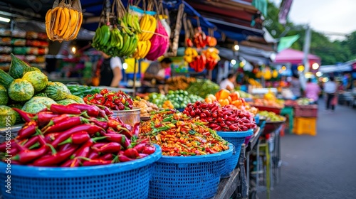 Vibrant Street Food Stalls with Local Delicacies