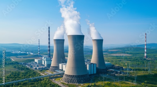 Wallpaper Mural Aerial View of Power Plant Surrounded by Green Landscape Torontodigital.ca