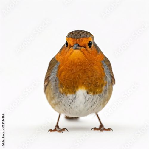 A European Robin perched on a branch, showcasing its vibrant orange breast and curious expression photo