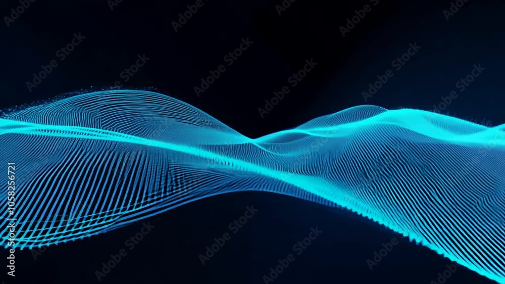 frequency sound technology visualization signals black waves futuristic waveform wavelengths conceptual Generative audio Blue background wireframe wave curve signal music volume radio sine video diag