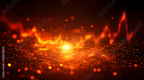 Abstract Background - Financial Chart with Glowing Grid