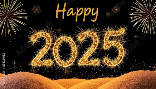 happy new year 2025 gloden color photo