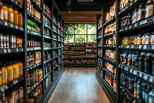 Photo: Grocery Store Shelves Stocked with Products