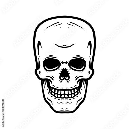 human skull drawing coloring line art style sketch classic vintage design illustration