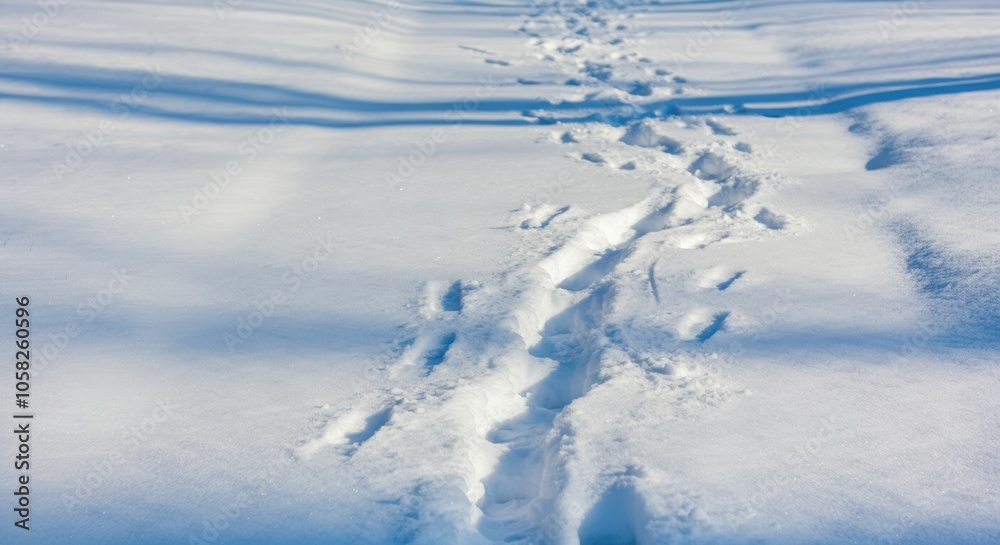 Naklejka premium Footprints in the Snow