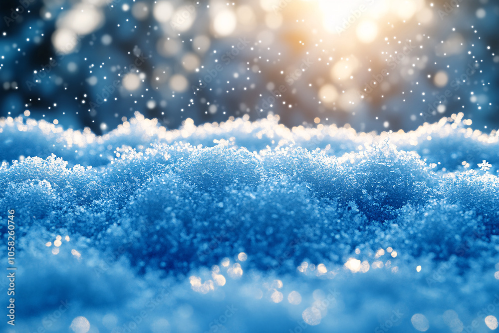 Winter scene with softly falling snowflakes, serene blue gradient background, and bright sunlight creating a tranquil atmosphere. Winter scene with softly falling snowflakes, serene blue gradient background, and bright sunlight creating a tranquil atmosphere.