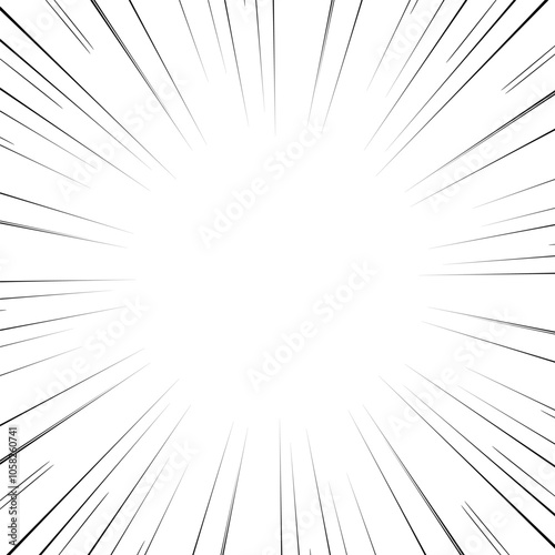 シンプルな漫画風の放射状の集中線