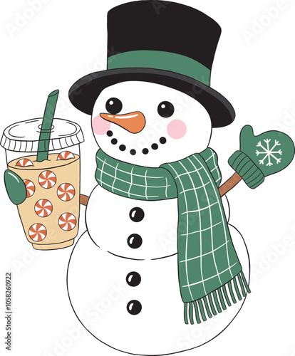 Cozy Up with a Snowman Holding Ice Coffee