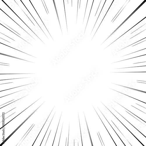 シンプルな漫画風の放射状の集中線