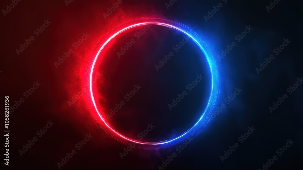 A glowing circular design with red and blue hues against a dark background. A glowing circular design with red and blue hues against a dark background.