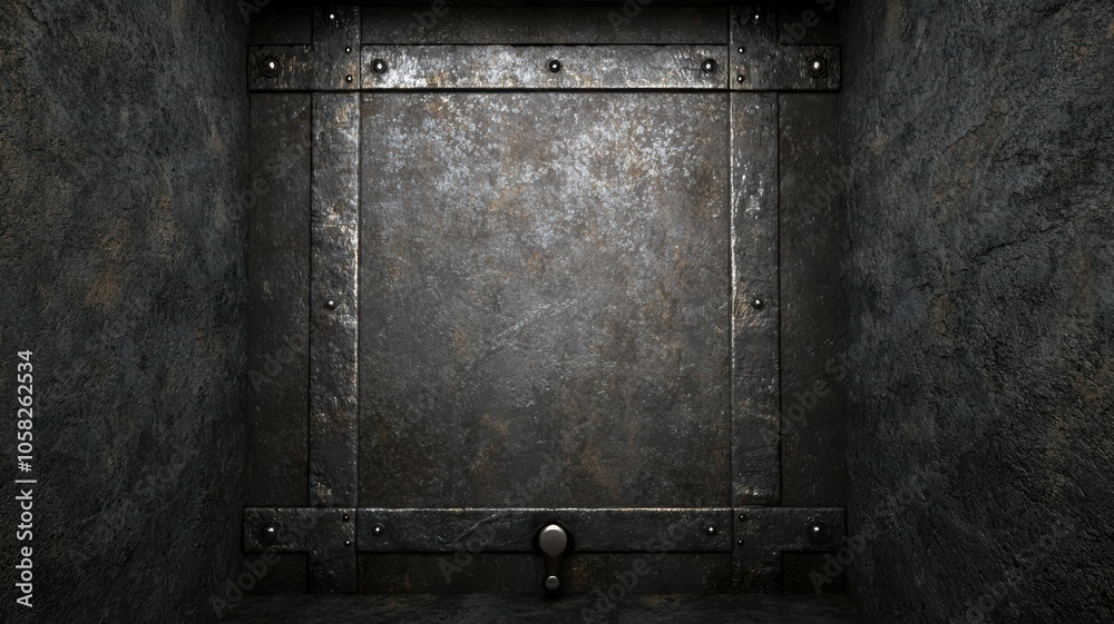 Secure Vault Door in Dark Stone Room Secure Vault Door in Dark Stone Room