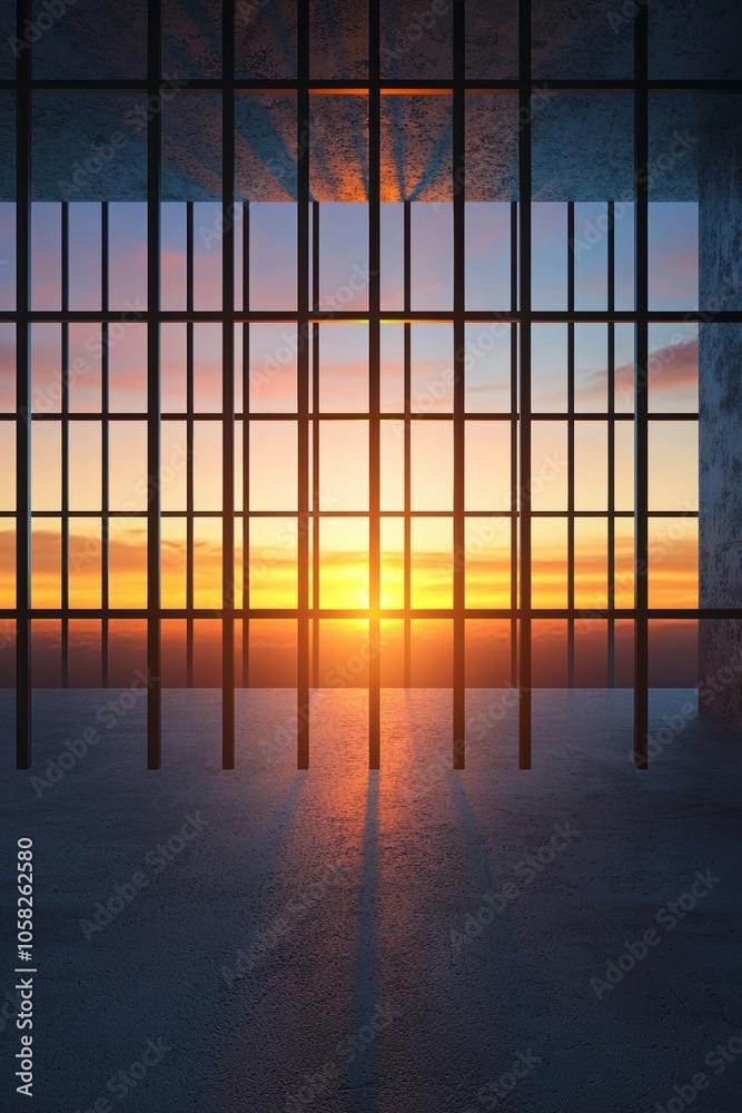 Fototapeta premium Sunset View Through Vaulted Bars