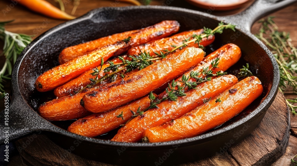 Delicious Thyme-Roasted Baby Carrots in Cast Iron Delicious Thyme-Roasted Baby Carrots in Cast Iron