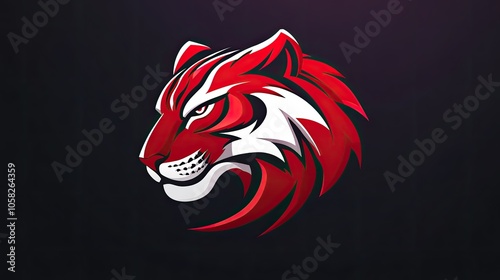 Wallpaper Mural Iconic red tiger head with white details, symbolizing power and clarity, perfect for modern branding. Torontodigital.ca