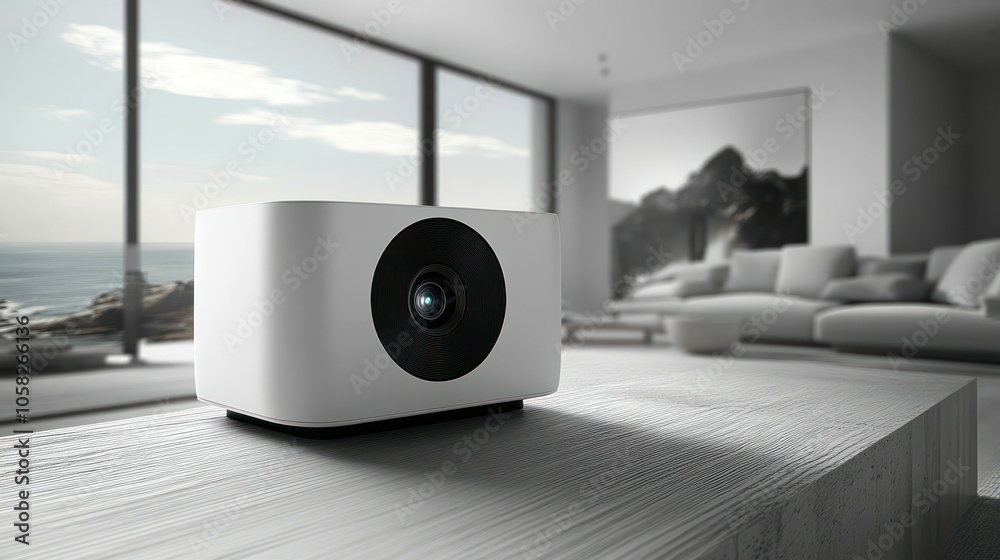 A blank portable projector with a smooth, rectangular shape. A blank portable projector with a smooth, rectangular shape.