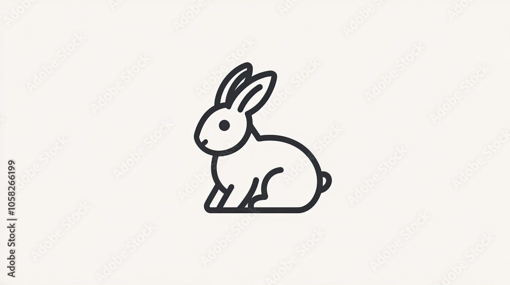Minimal rabbit icon with sleek, clean lines and geometric shapes. Minimal rabbit icon with sleek, clean lines and geometric shapes.