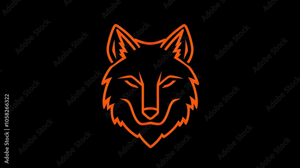 Obraz premium Minimal wolf head icon with sharp lines and bold outlines for sleek design.